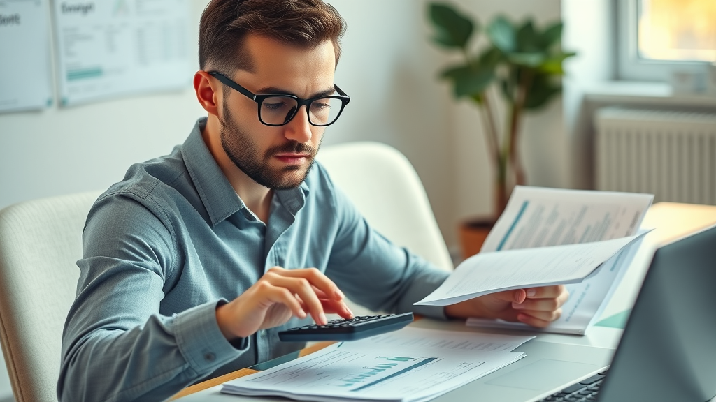 business analyst calculating business loan interest rates and monthly payments
