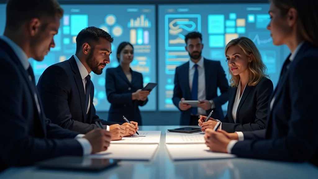 Diverse executive team collaborating on AI governance policies, underscoring why legal operations and risk compliance are important for organizations