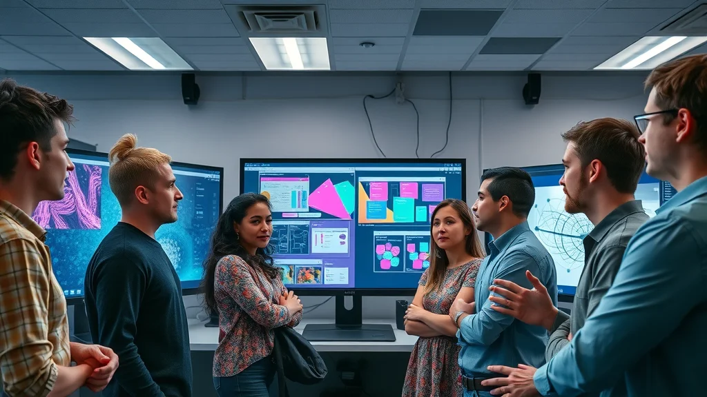 Team in innovation lab reviews generative AI governance frameworks and outputs