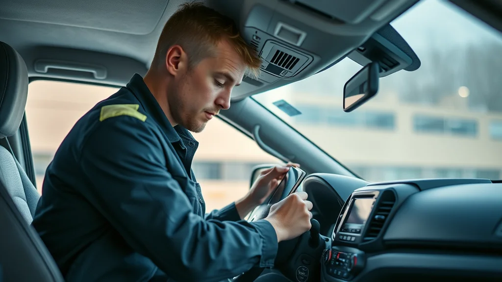 Technician installing GPS tracker inside vehicle — focused on integrating gps tracker and tracking device for real time updates