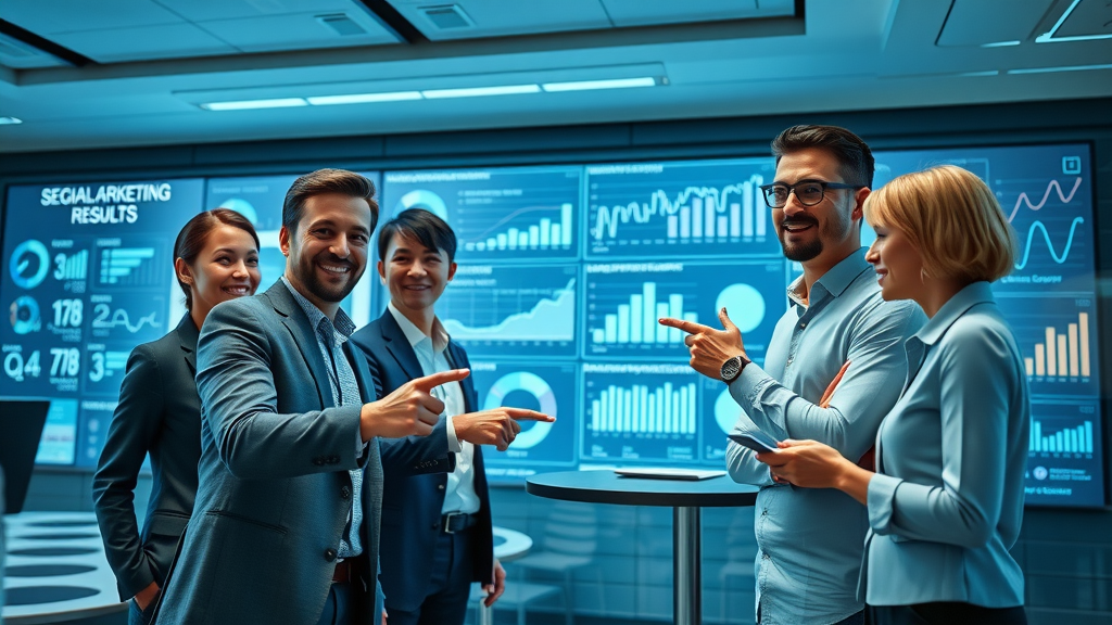 Confident business team analyzing marketing strategies and growth opportunities for small business