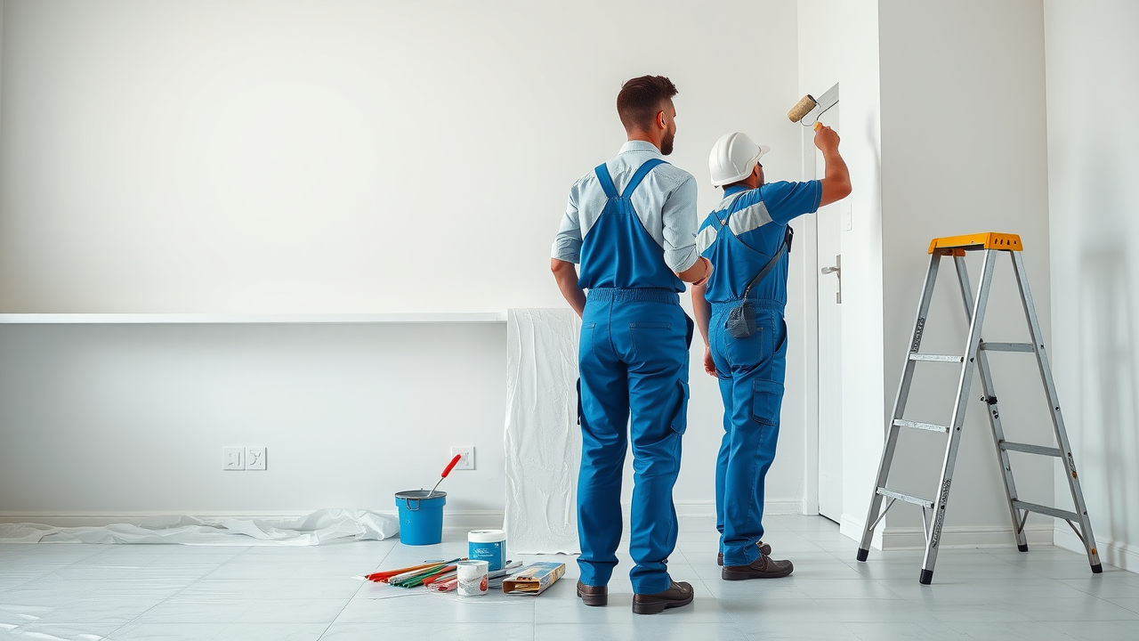 professional painting crew branded uniforms st. paul residential street confident approachable teamwork residential painting st. paul