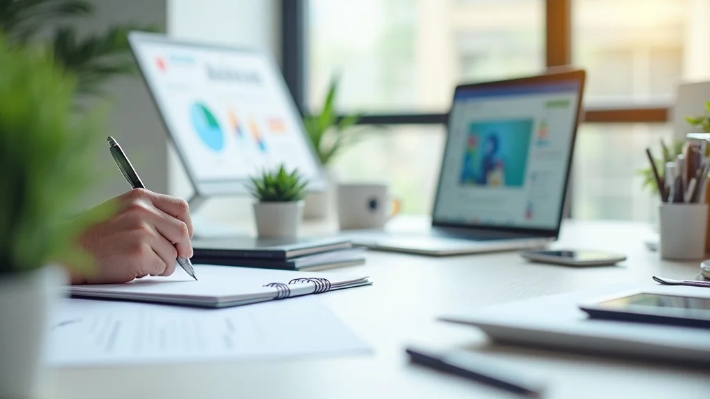 CPA office desk showing organized content categories for balanced social media marketing.