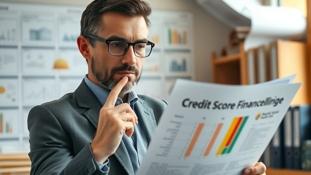 business owner reviewing credit score for crane equipment financing approval