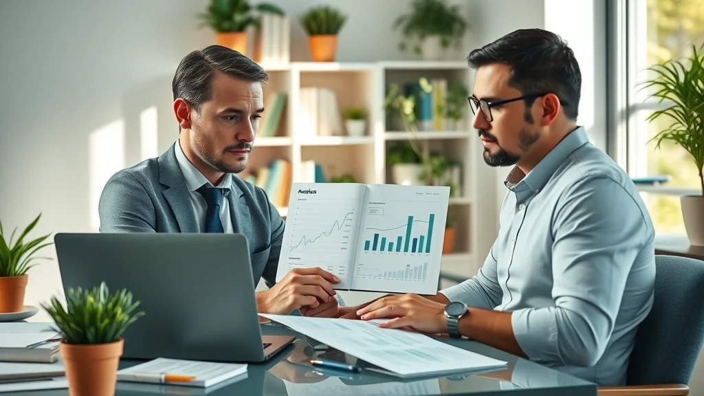 CFO consultant reviewing financial dashboard and cash flow analysis with business owner